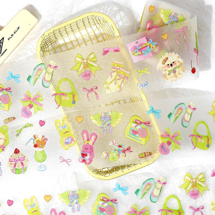 Sweet Cute Glitter Sand Die-cut Tapes PET Tapes
