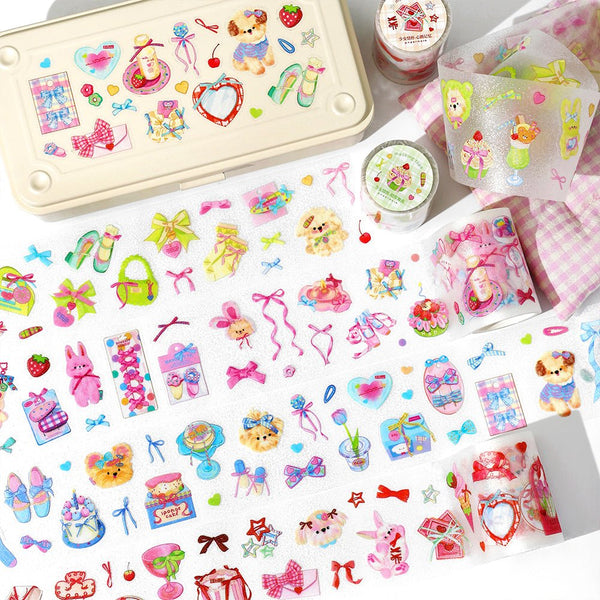 Sweet Cute Glitter Sand Die-cut Tapes PET Tapes Festival Style