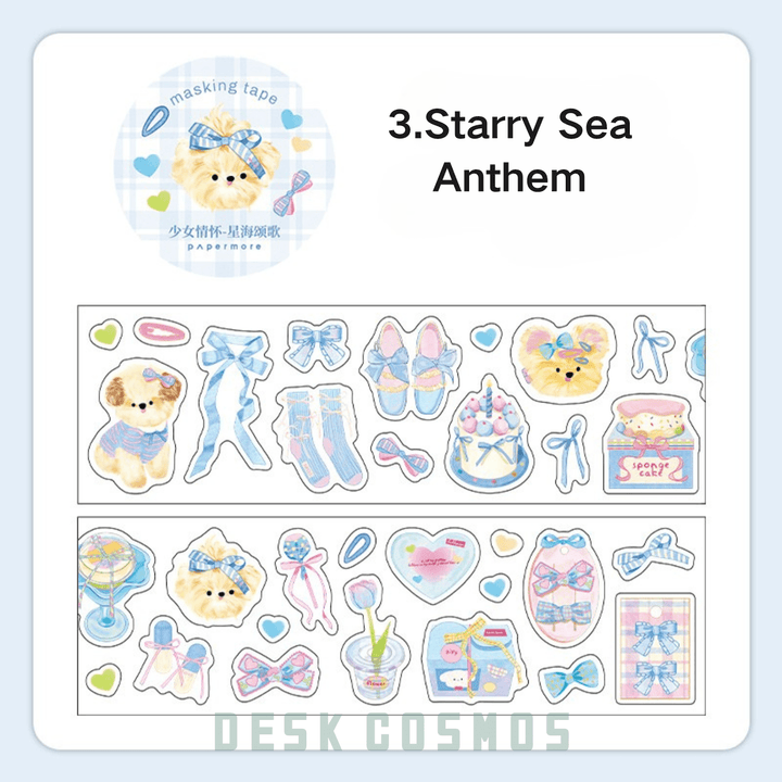 Sweet Cute Glitter Sand Die-cut Tapes PET Tapes Starry Sea Ode