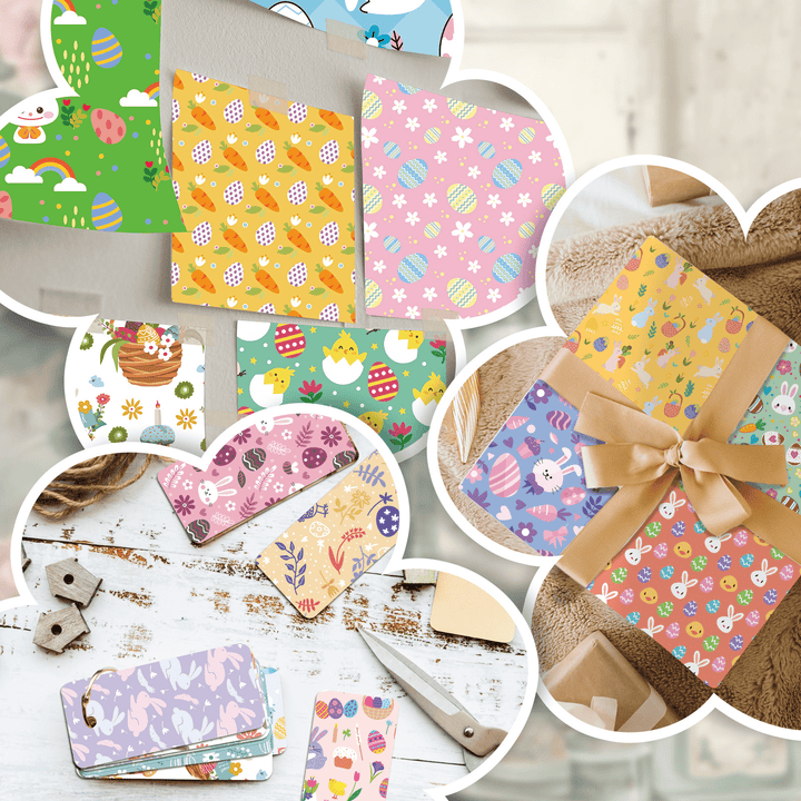 Sweet Easter Craft Paper for Scrapbooking with Fun Bunny and Egg Design
