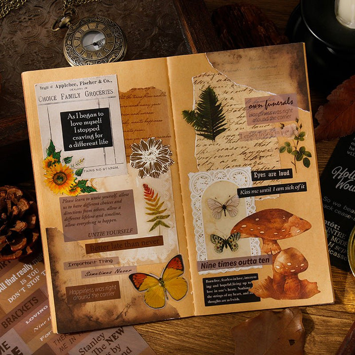English Chattering PET Stickers Vintage Journal Theme