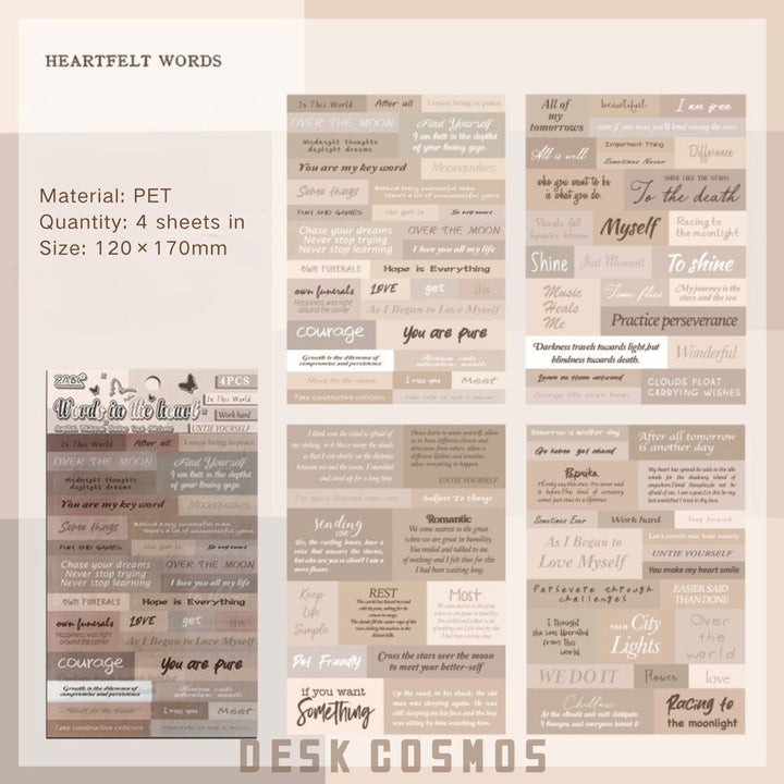 English Chattering Background Stickers PET Retro Texture