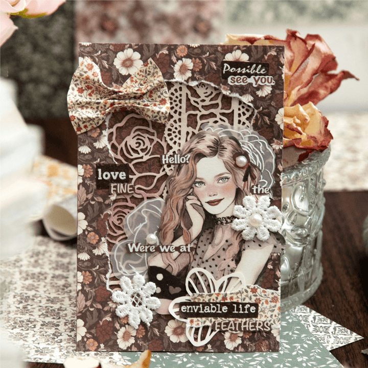 Slowly Happy Background Paper for Retro Craft Projects
