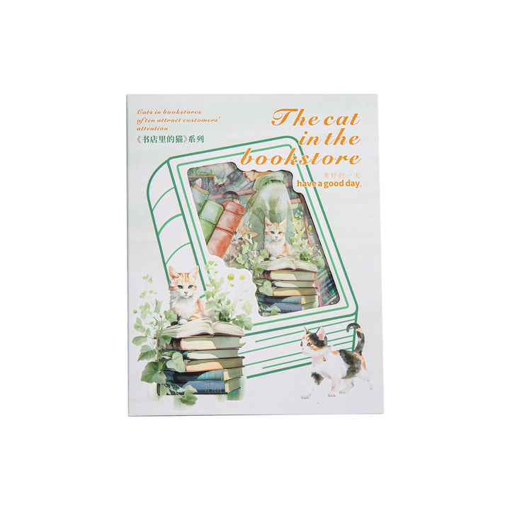 The Cat in the Bookstore PET Stickers Scrapbooking Supplies