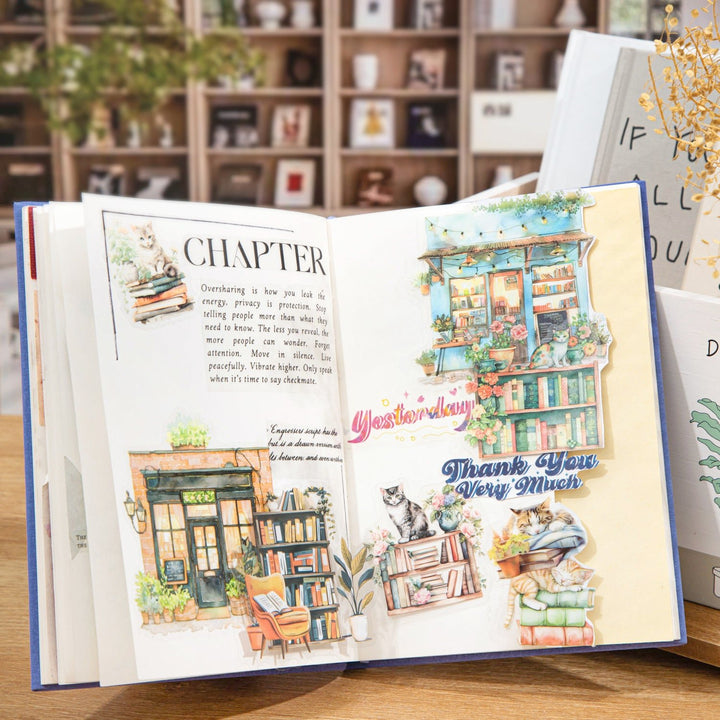 The Cat in the Bookstore PET Stickers Daily Life Decoration