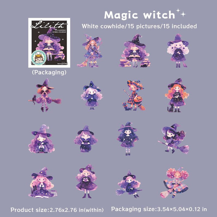 The Little Witch Lilith Character Sticker Creative Scrapbook