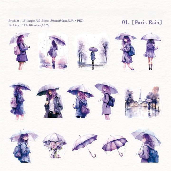 The Misty Rain is Long Paris Rain Character Stickers