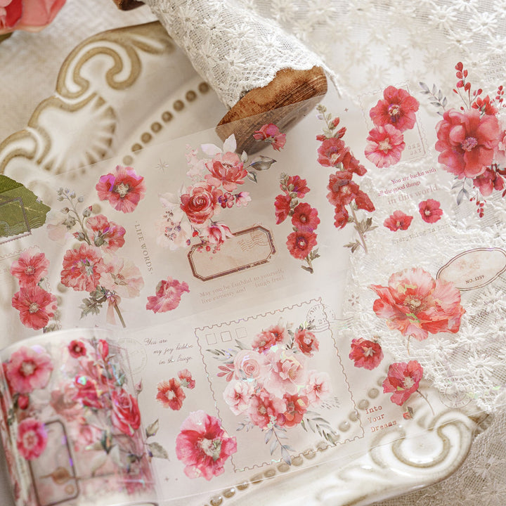 The Shadow Of Flowers And Poetry PET Tape Floral Watercolor Patterns Sweet and Cute