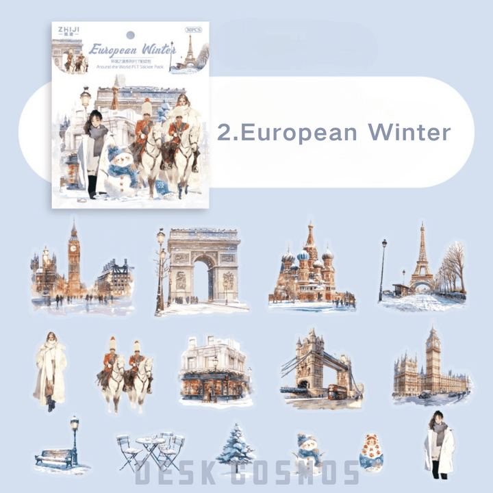 Around the World Travel Stickers Harvest Goddess City Countryside