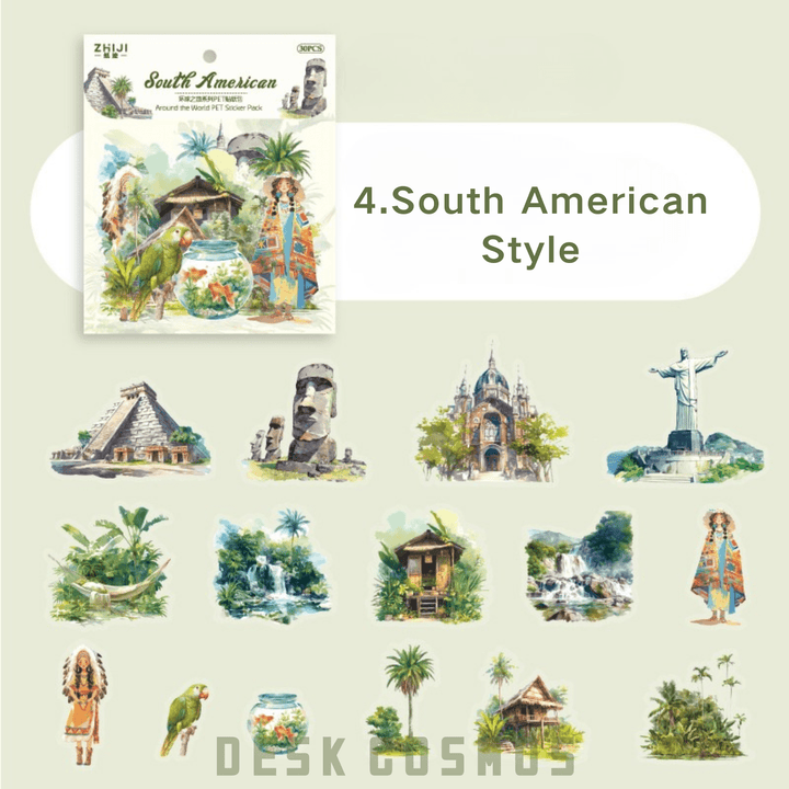 Around the World Travel Stickers Forest Princess City Countryside