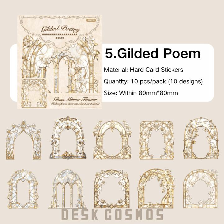Travel Time Gilded Poetry Floral Window Border Stickers Retro Design