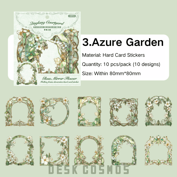 Travel Time Green Garden Floral Window Border Stickers Retro Aesthetic