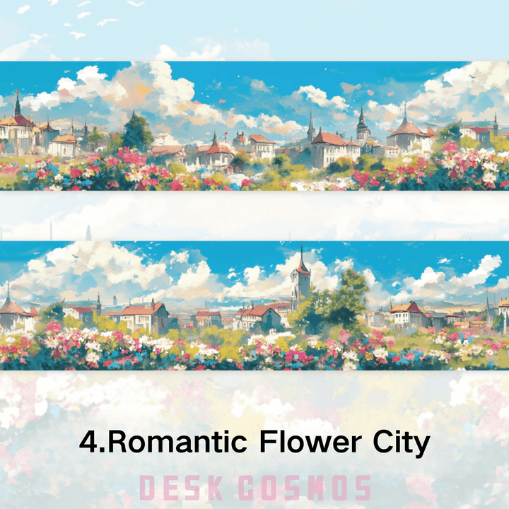 Travel Time Romantic Flower City Scenery Tape Seasonal