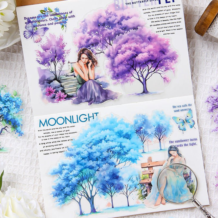Beautiful Dreams and Shadows Forest Theme Stickers for Diary Lovers