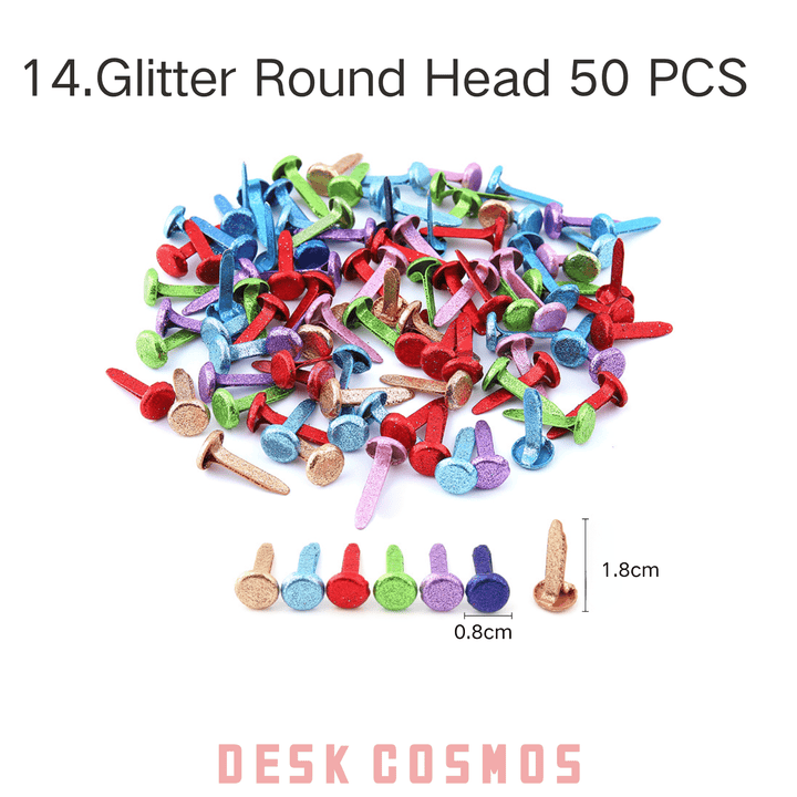 Glitter Round Head Two-pronged Pins for Sparkling Scrapbooks and Crafts