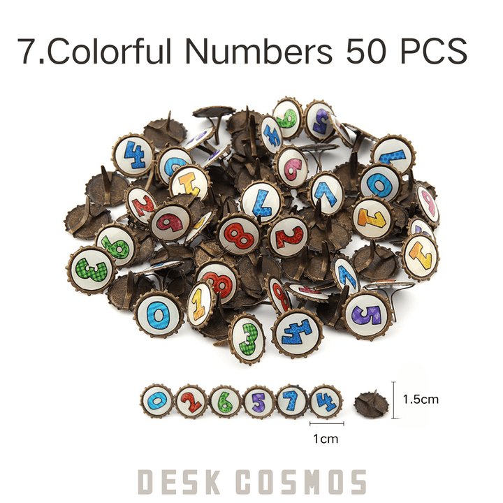 Colorful Number-shaped Two-pronged Pins for Custom DIY Projects and Planners