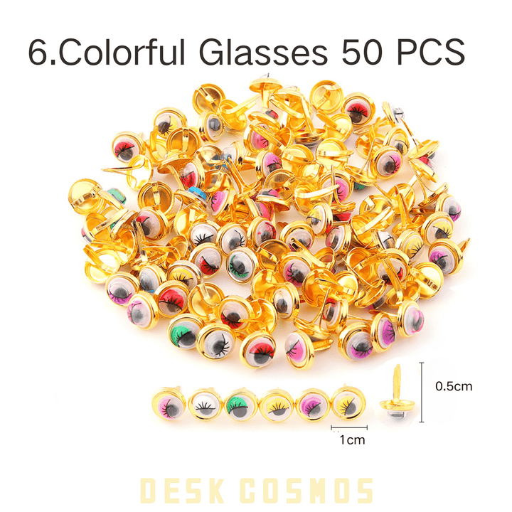 Colorful Glasses-shaped Two-pronged Pins Fun Decorative Supplies for Scrapbooks