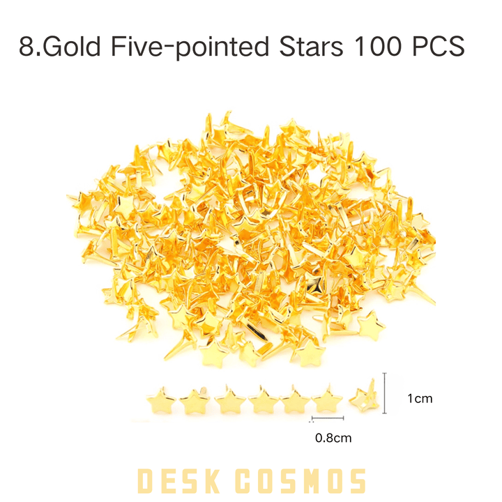 Gold Star-shaped Two-pronged Pins for Scrapbooking and Card Making