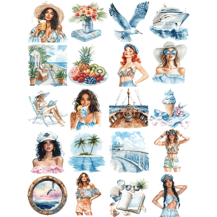 Vacation Girl Writing Paper Stickers Travel Fashion