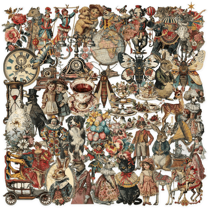 Victorian Stickers Retro Magic Characters Scrapbook Aesthetic