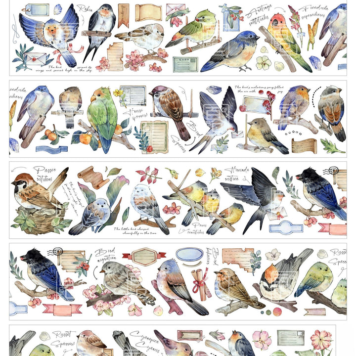 Bird Stickers PET Tape Little Birds Vintage Design