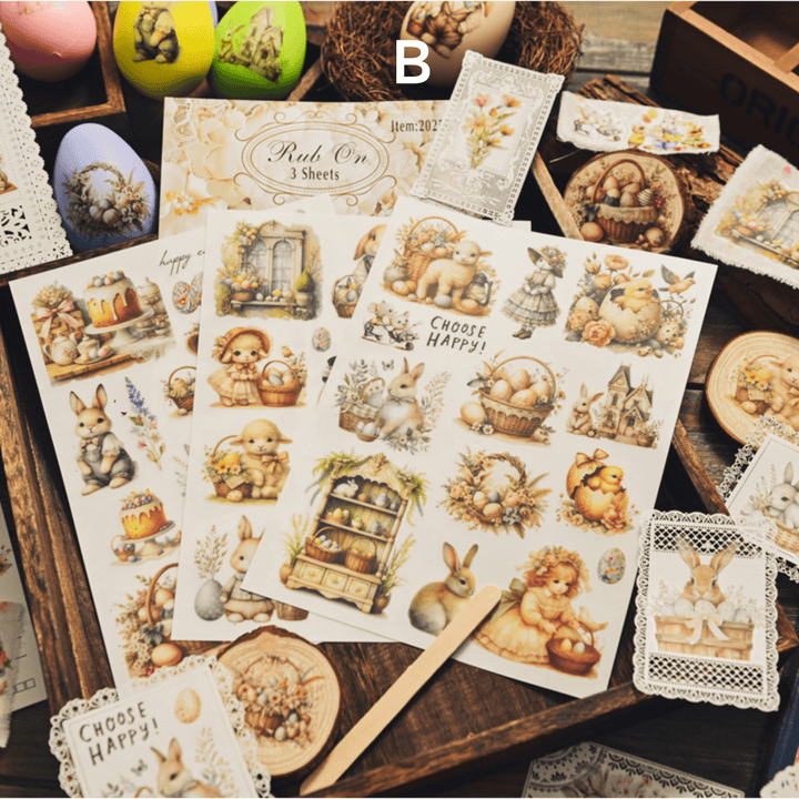 Vintage Easter Egg Transfer Stickers For Scrapbook