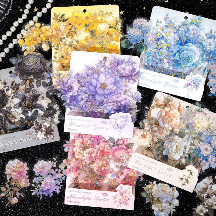 Moonlight Garden PET Stickers Vintage Style Decorative Paper Set