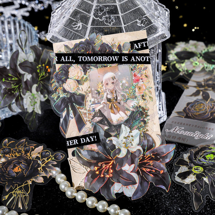 PET Stickers Moonlight Garden Series Delicate Transparent Finish