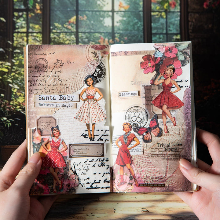 Vintage Girl Stickers Retro Beauty Collage Girl Journal Kit