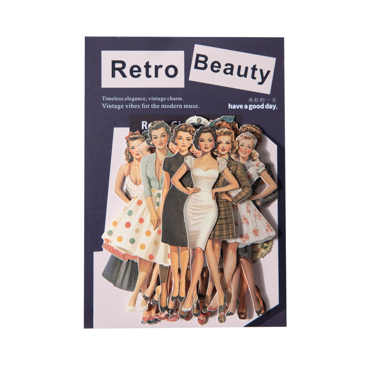 Vintage Girl Stickers Retro Beauty Soft Toned Characters Art