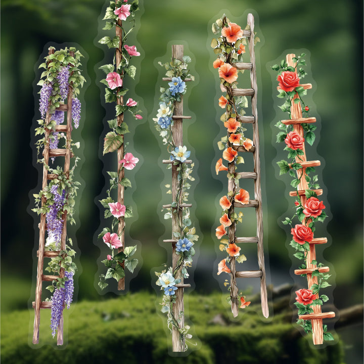 Flower Ladder PET Sticker Pack with Retro Motifs