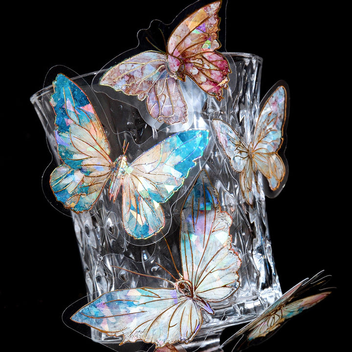 Boundless Butterfly Spectrum Vintage PET Stickers Iridescent Design Diamond Butterfly Embellishments