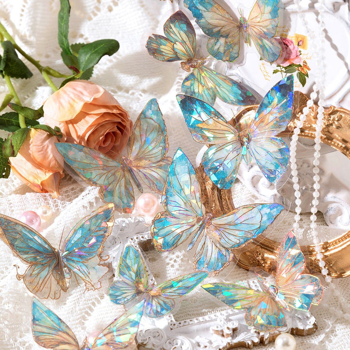 Boundless Butterfly Spectrum Vintage PET Stickers Iridescent Design Luminous Butterfly Craft