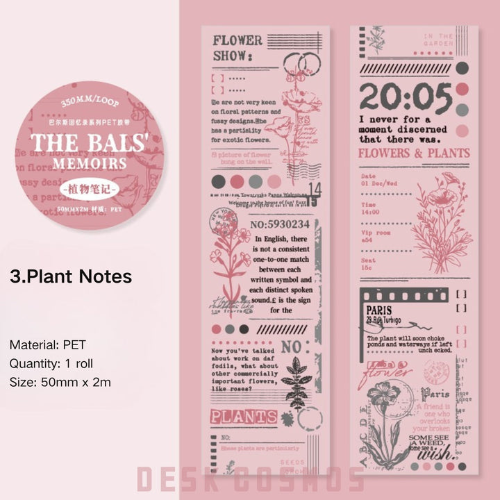 Bars Memoir Series Botanical Art Background PET Tape