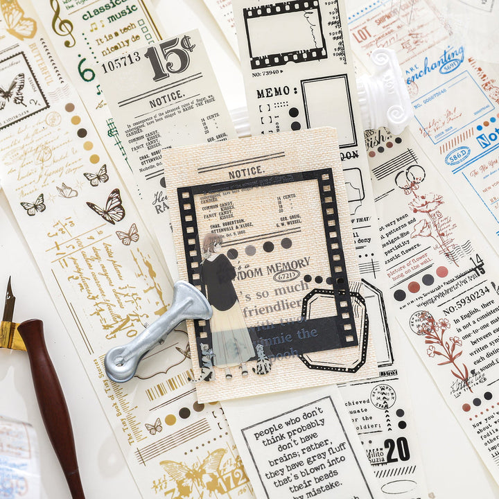 Bars Memoir Series Retro Botanical Design Tape Ideal for Journaling