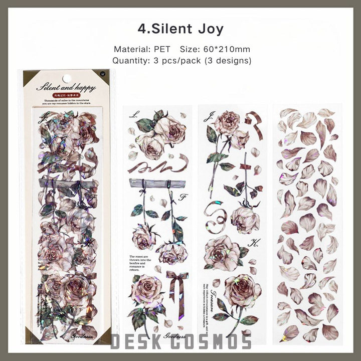 Rose Memory Series transparent flower PET tape fits any style
