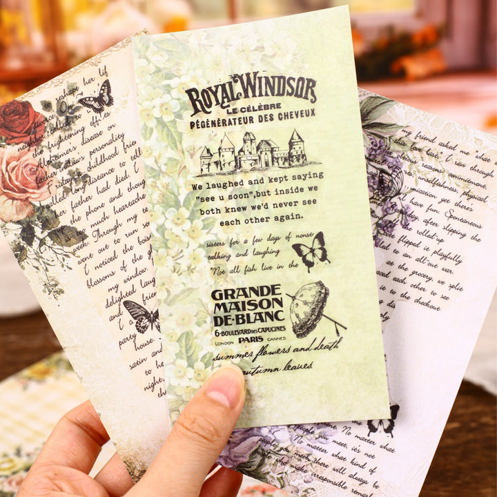 Retro Story Morning Flowers Journal Papers Collage Kit