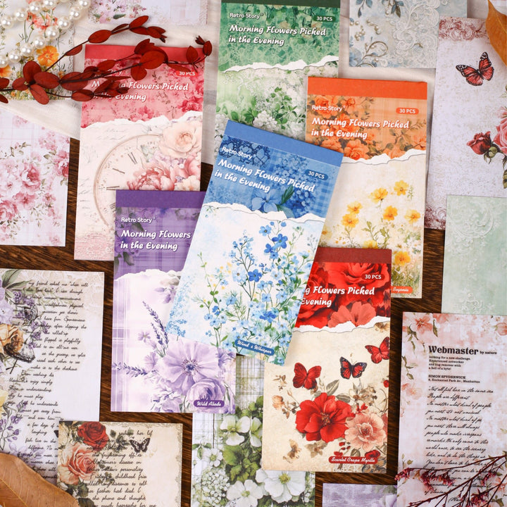 Retro Story Morning Flowers Journal Papers DIY Craft Pack