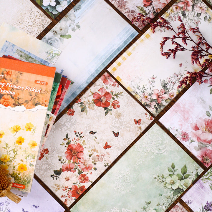 Retro Story Morning Flowers Journal Papers Writing Decoration