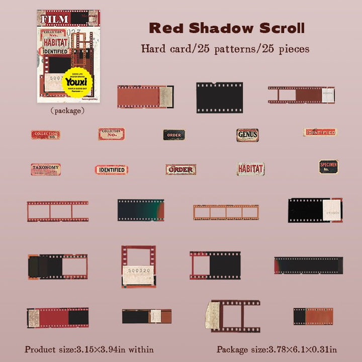 Film Travel Notes Red Shadow Scroll Decorative Material