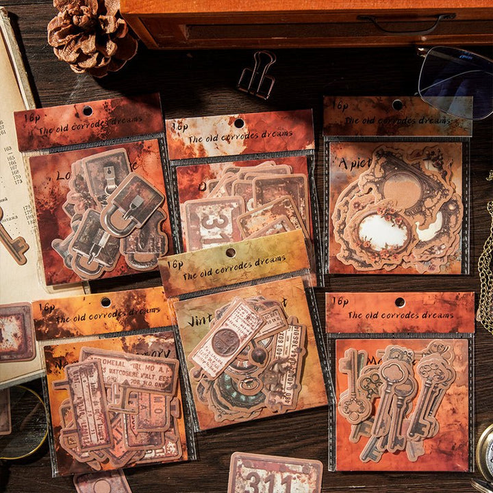 Old Erosion PET Stickers for Aesthetic Journaling