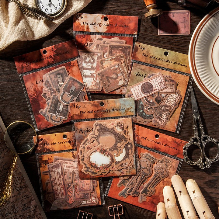 Old Erosion Retro Borders Stickers for Decoration