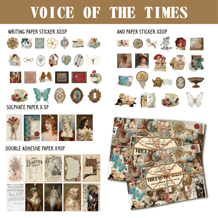 Vintage Journal Supplies Retro Memory Room botanical collage kit