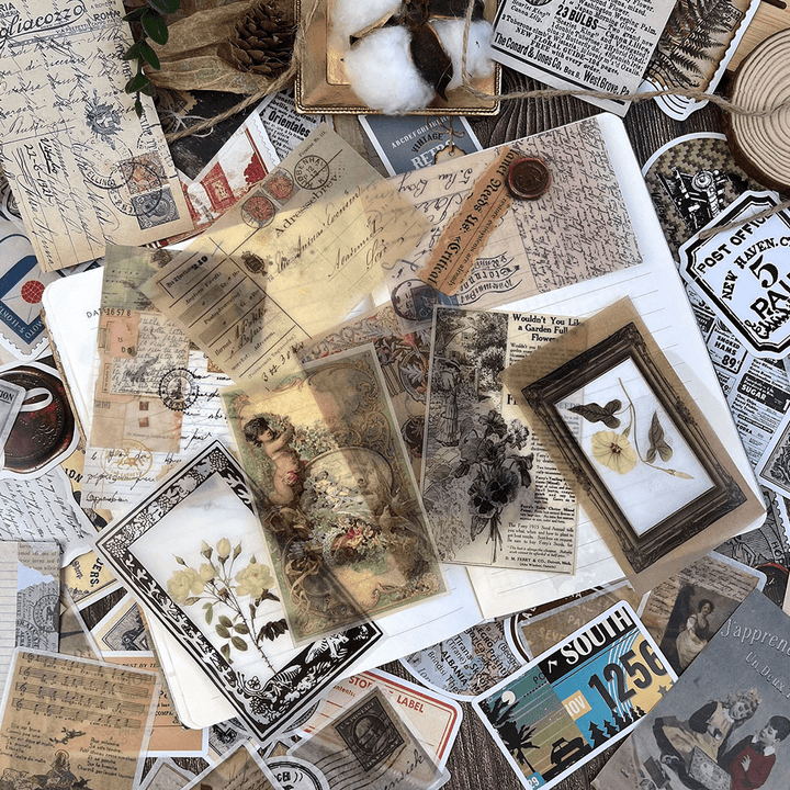 Retro Memory Room Vintage Stickers floral stamp character set