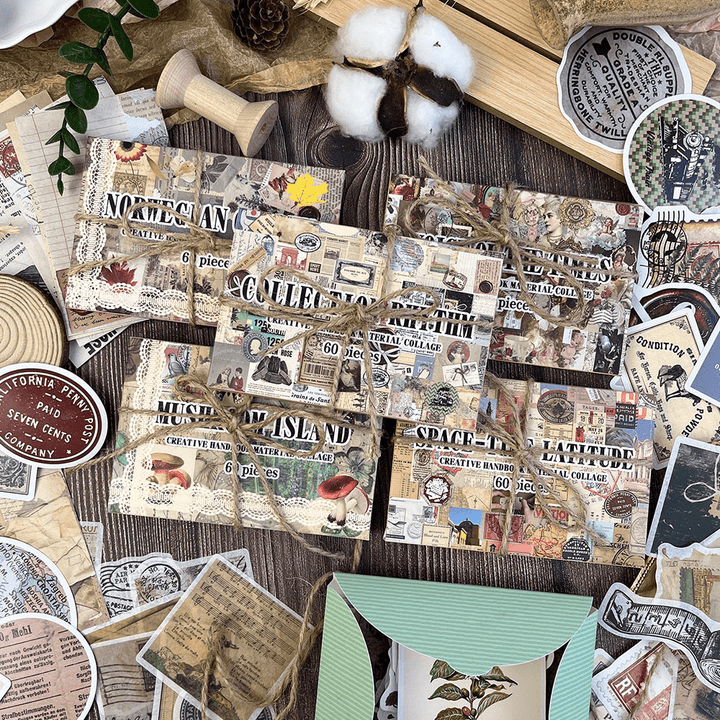 Vintage Stickers Scrapbook Retro Memory Room old letter theme