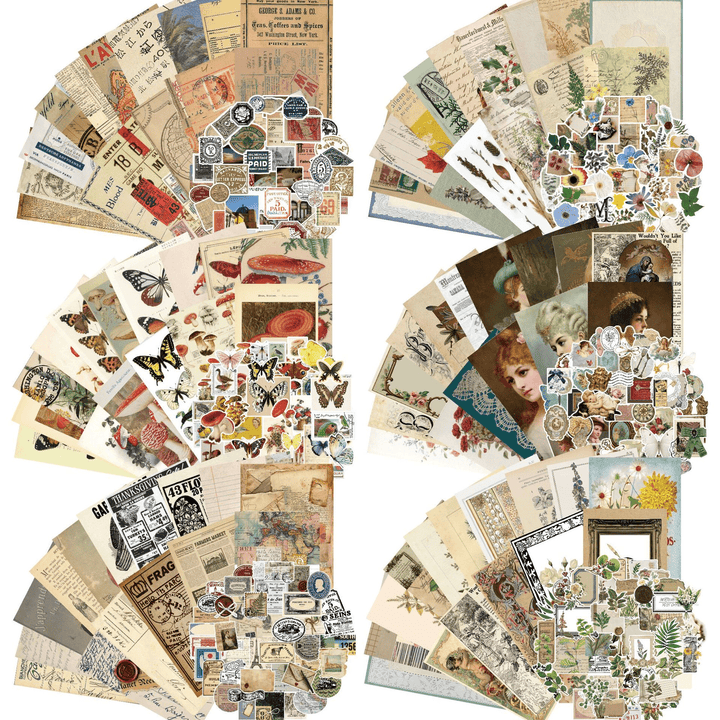 Vintage Stickers Retro Memory Room aesthetic insect mushroom pack