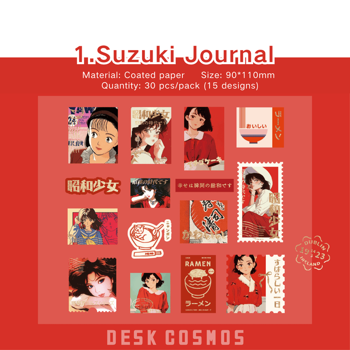 Vintage Stickers Showa Era Girls - Desk Cosmos