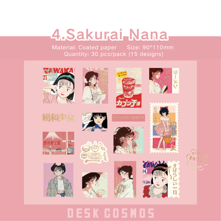 Vintage Stickers Showa Era Girls - Desk Cosmos
