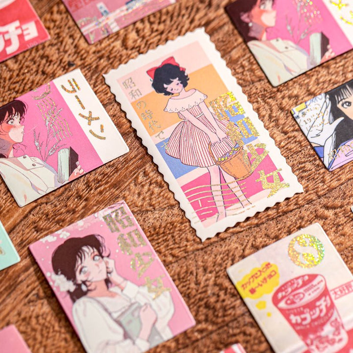 Vintage Stickers Showa Era Girls Character Sticker Pack