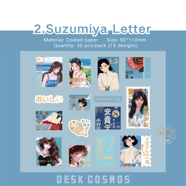 Vintage Stickers Showa Era Girls - Desk Cosmos